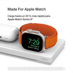Base de carga inalambrica belkin wiz016vfwh magsafe 3 en 1 apple iphone airpods watch blanco