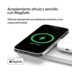 Base de carga inalambrica belkin wiz016vfwh magsafe 3 en 1 apple iphone airpods watch blanco