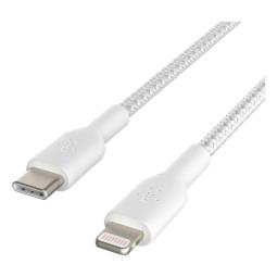 Cable lightning a usb tipo c belkin 2m - macho - macho - blanco trenzado