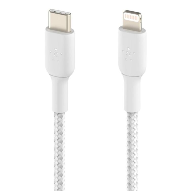 Cable lightning a usb tipo c belkin 2m - macho - macho - blanco trenzado