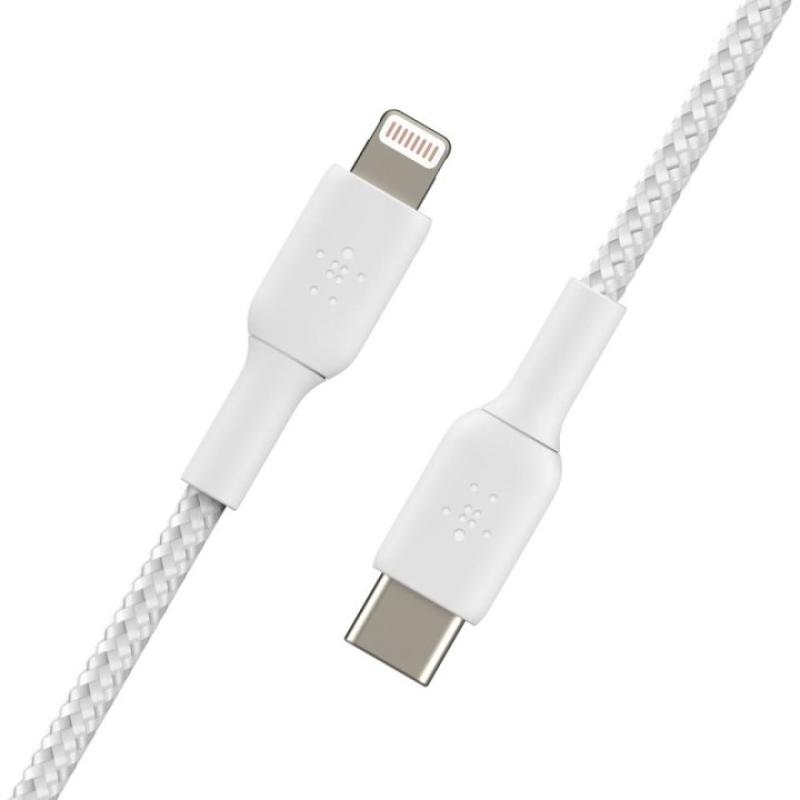 Cable lightning a usb tipo c belkin 2m - macho - macho - blanco trenzado