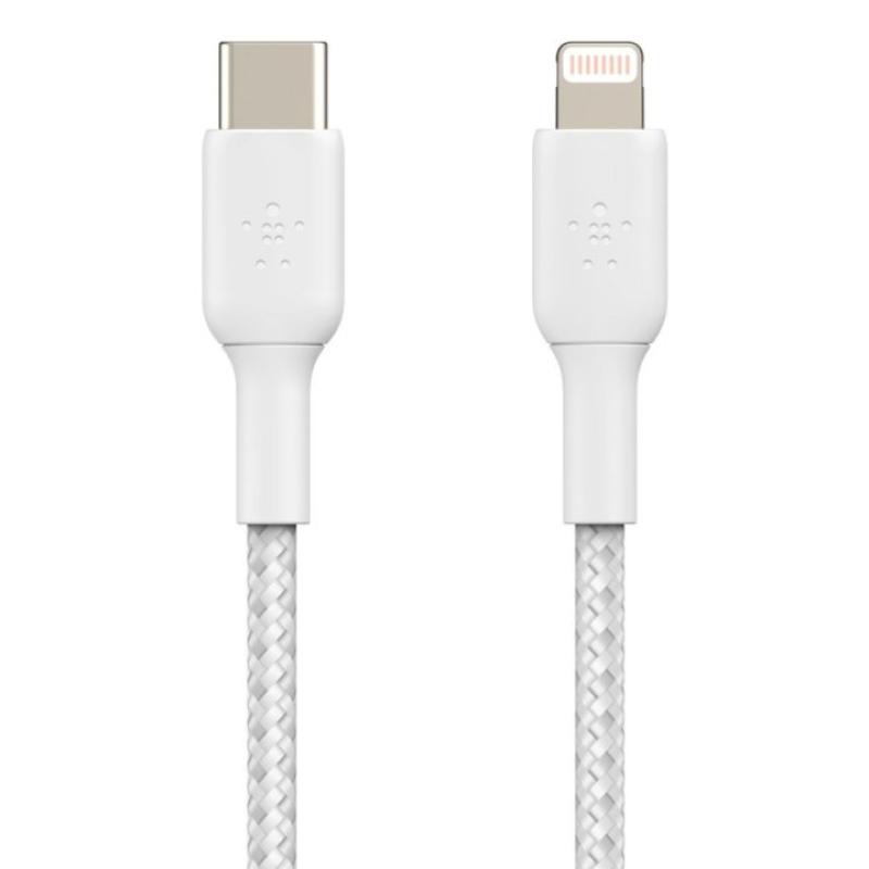 Cable lightning a usb tipo c belkin 2m - macho - macho - blanco trenzado