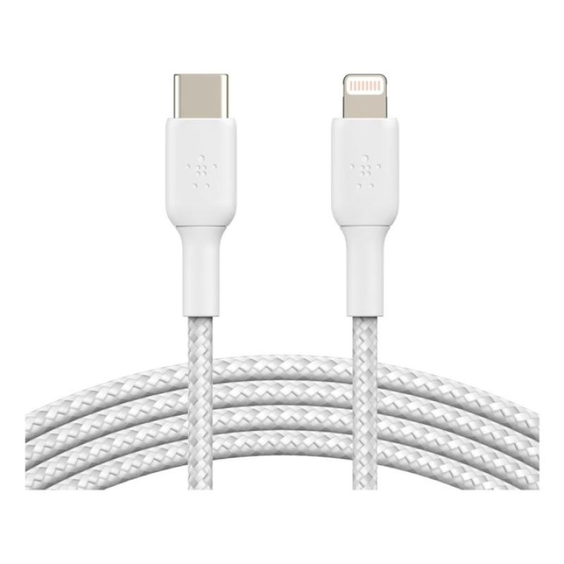 Cable lightning a usb tipo c belkin 2m - macho - macho - blanco trenzado