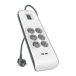 Regleta alimentacion belkin bsv604vf2m - v2 proteccin contra sobret 6 tomas + 2 usb - a 2.4 boton