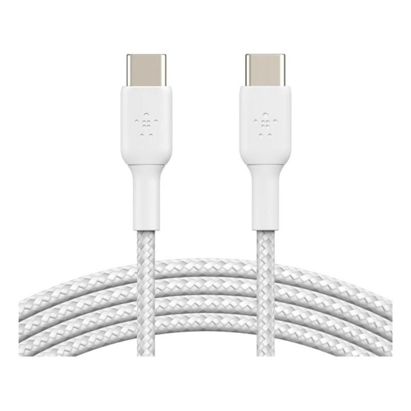 Cable usb tipo c belkin 1m - macho - macho - blanco trenzado 2 unidades