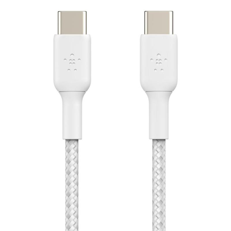 Cable usb tipo c belkin 1m - macho - macho - blanco trenzado 2 unidades