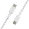 Cable usb tipo c belkin 1m - macho - macho - blanco trenzado 2 unidades