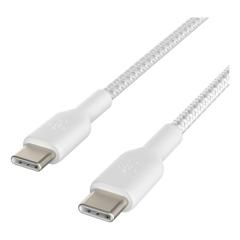 Cable usb tipo c belkin 1m - macho - macho - blanco trenzado 2 unidades