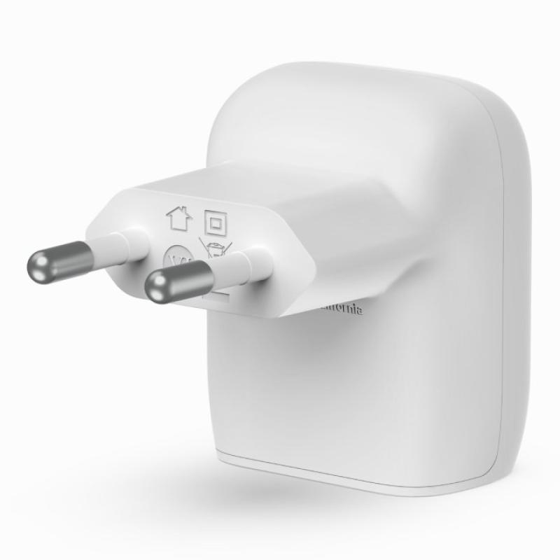 Cargador de pared belkin wca006vf1mwh - b5 20w 1x usb tipo c blanco + cable lightning a usb tipo c 1m