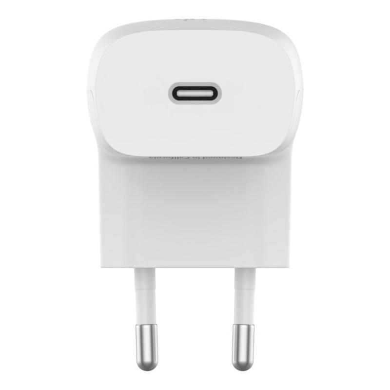 Cargador de pared belkin wca006vf1mwh - b5 20w 1x usb tipo c blanco + cable lightning a usb tipo c 1m