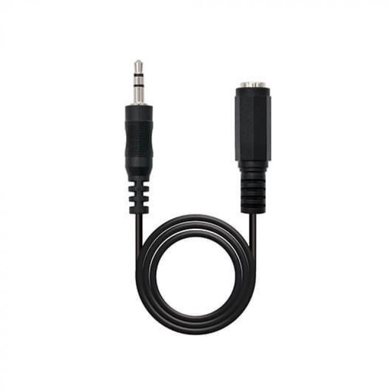Cable audio jack - 3.5m a jack - 3.5h nanocable 3m -  macho - hembra -  negro - Imagen 1