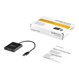 Adaptador usb 3.0 a 2x hdmi staretch 25cm - macho - hembra - negro
