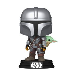 Funko pop star wars the mandalorian con grogu a la espalda