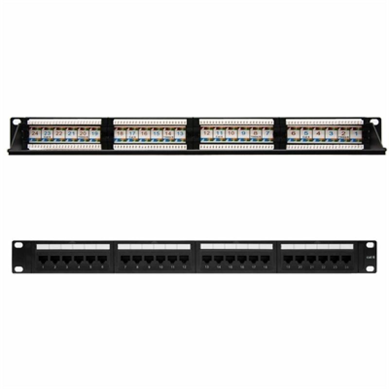 Panel de parcheo nanocable 24 puertos rj45 cat.6 utp 19pulgadas - Imagen 1