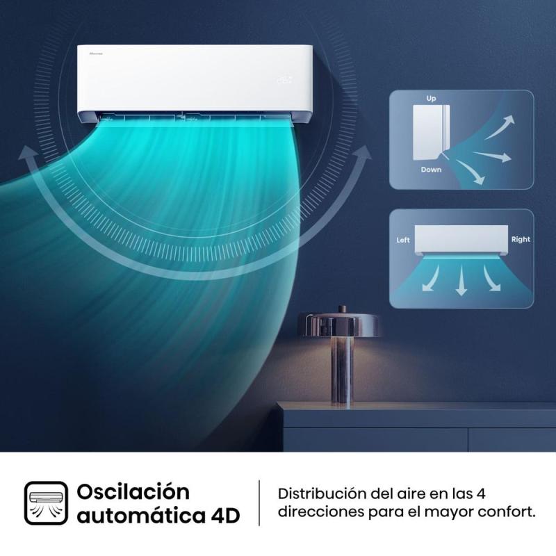 Aire acondicionado split hisense uni pure clase a+++ - a++ 3010fg - h 3354 kcal - h wifi blanco
