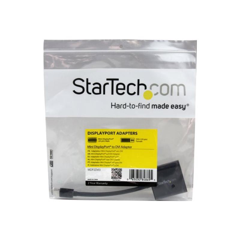 Adaptador mini dp a dvi startech 17cm - macho - hembra - negro