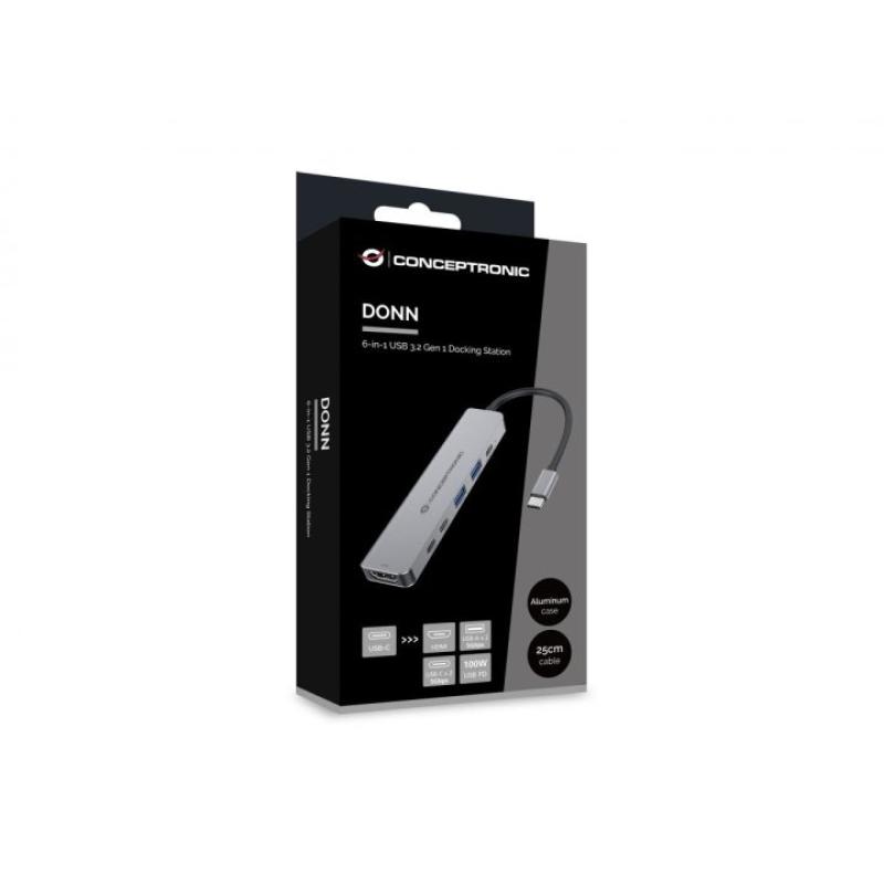 Docking usb - c conceptronic donn33g 1xhdmi 1xusb - c pd 100w 2xusb - a 3.0 2xusb - c