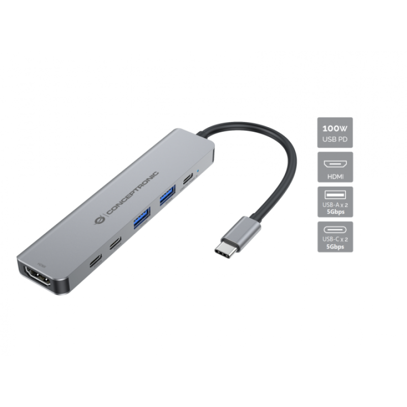 Docking usb - c conceptronic donn33g 1xhdmi 1xusb - c pd 100w 2xusb - a 3.0 2xusb - c