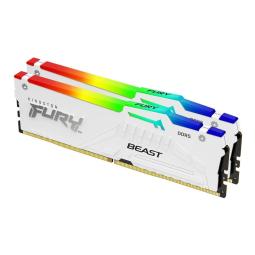 Memoria ram ddr4 64gb 2x32gb kingston - 6400mt - s - fury beast rgb - cl32 - blanco