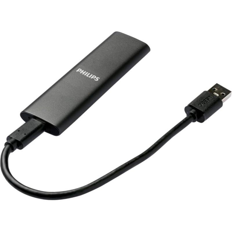 Disco duro externo ssd philips ultra slim 500gb m.2 usb tipo c gris