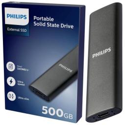 Disco duro externo ssd philips ultra slim 500gb m.2 usb tipo c gris