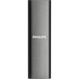 Disco duro externo ssd philips ultra slim 500gb m.2 usb tipo c gris