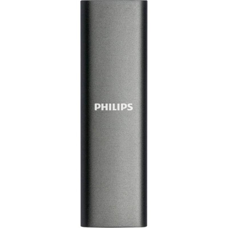 Disco duro externo ssd philips ultra slim 500gb m.2 usb tipo c gris