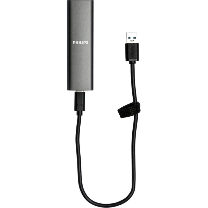 Disco duro externo ssd philips ultra slim 500gb m.2 usb tipo c gris