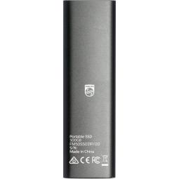 Disco duro externo ssd philips ultra slim 500gb m.2 usb tipo c gris