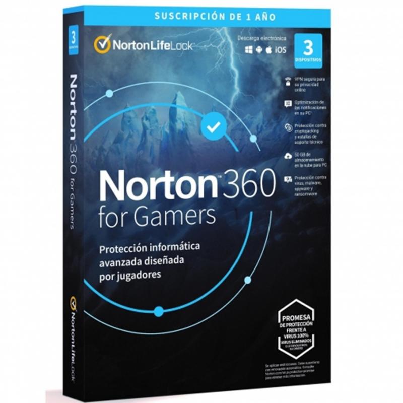 Antivirus norton 360 for gamers 50gb español 1 usuario 3 dispositivos 1 año in box - Imagen 1