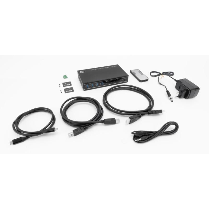 Conmutador kvm act connectivity 2 puertos usb - c - hdmi - 4k - 2pc