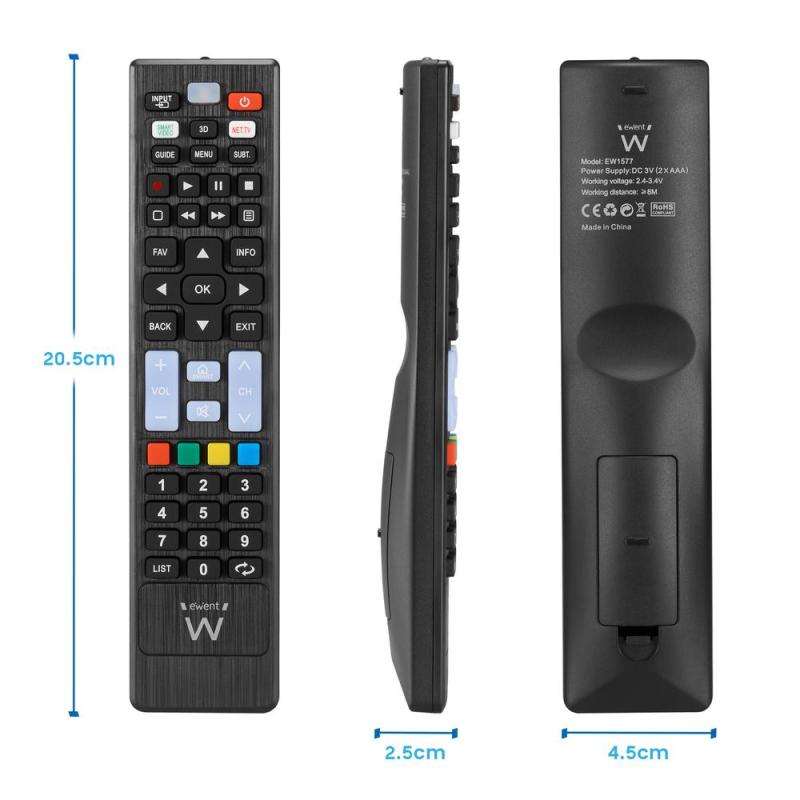 Mando a distancia ewent ew1577 para smart tv lg - samsung - sony - hisense - tcl