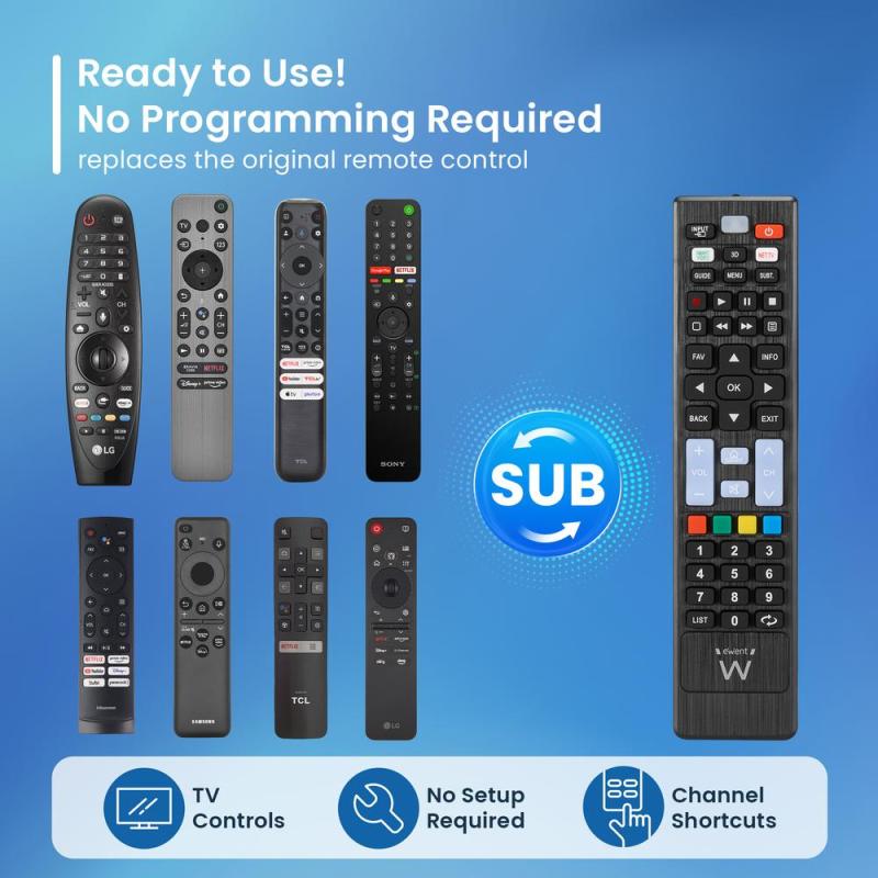 Mando a distancia ewent ew1577 para smart tv lg - samsung - sony - hisense - tcl