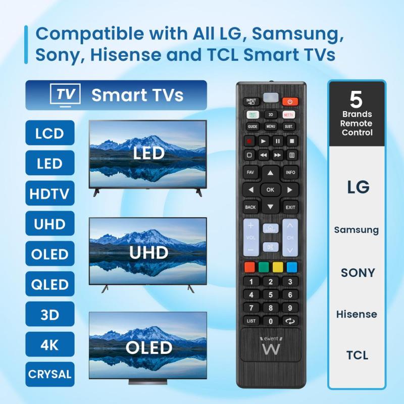 Mando a distancia ewent ew1577 para smart tv lg - samsung - sony - hisense - tcl