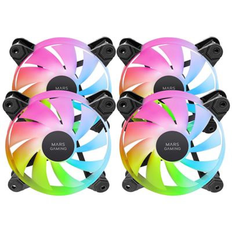 Ventilador caja mars gaming mf4a argb 4x 120mm negro
