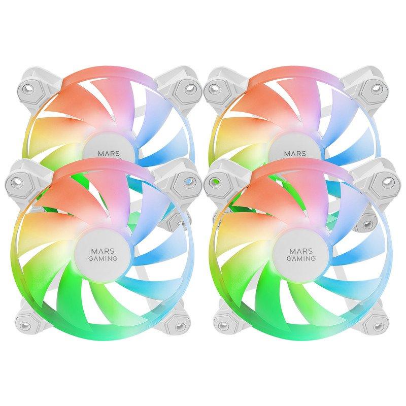 Ventilador caja mars gaming mf4a argb 4x 120mm blanco