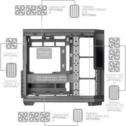 Caja ordenador mars gaming mc3tcorelcd atx cristal templado negra