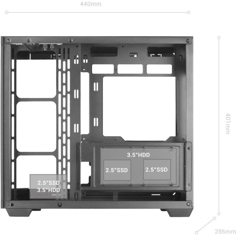 Caja ordenador mars gaming mc3tcorelcd atx cristal templado negra