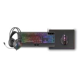 Kit teclado + raton mars gaming mcp124profr rgb negro + auriculares y alfombrilla frances
