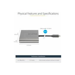 Adaptador usb tipo c a 4x hdmi startech 0.5m - macho - hembra - gris