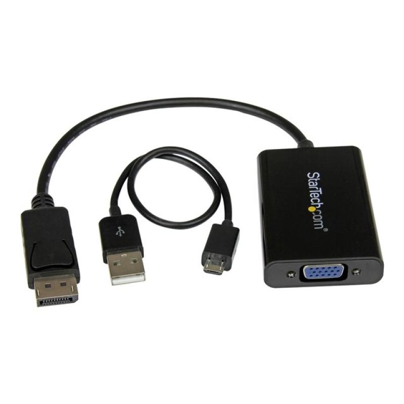 Adaptador displayport a vga startech 0.184m - macho - hembra - negro + cable micro usb tipo b a usb tipo a