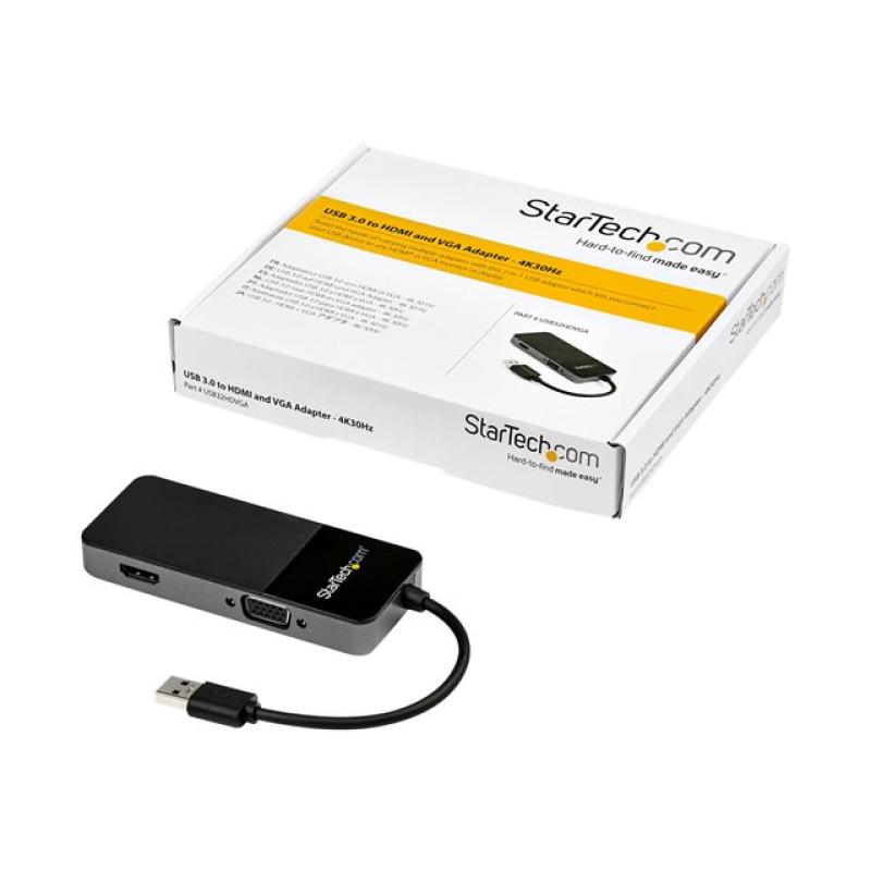 Adaptador usb tipo a a hdmi - vga startech - macho - hembra - negro - plata