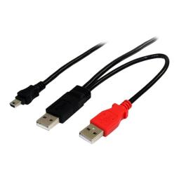 Cable mini usb tipo b a 2x usb tipo a startech 1.8m - macho - macho - negro