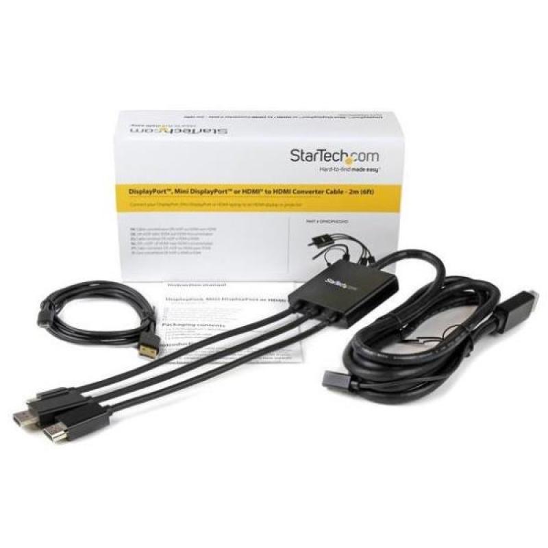 Cable conversor hdmi - displayport - mini dp startech 2m