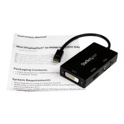 Adaptador mini dp a vga - dvi - d - hdmi startech 0.27m - macho - hembra - negro