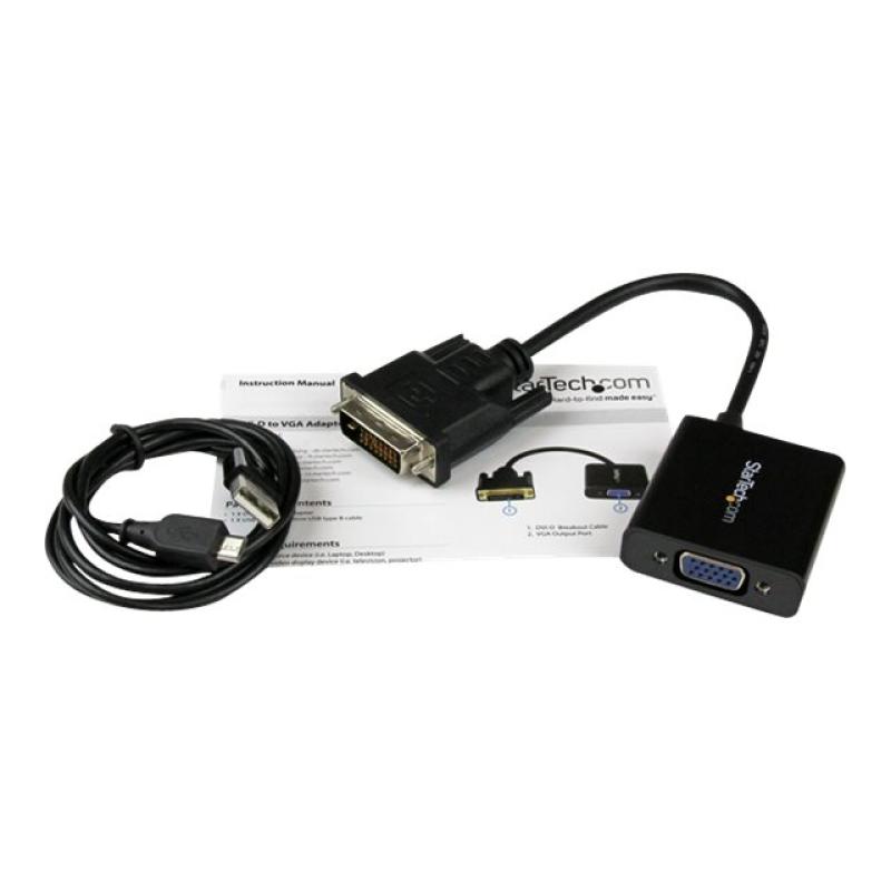 Adaptador dvi - d a vga startech macho - hembra - negro + cable micro usb tipo b a usb tipo a