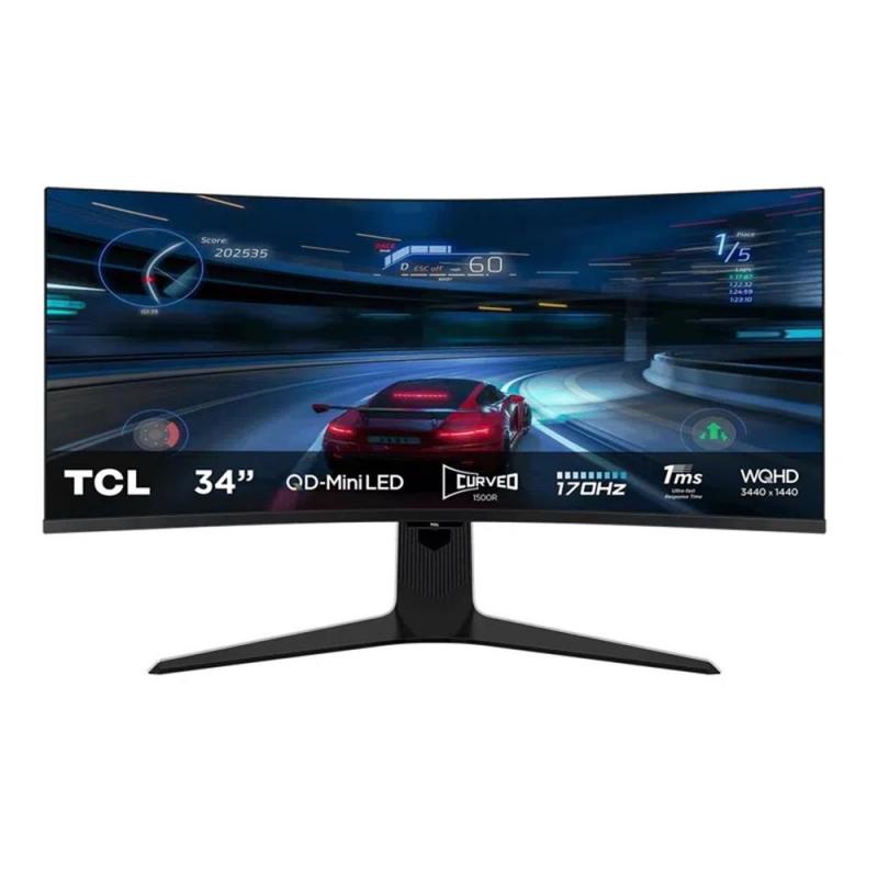 Monitor miniled gaming tcl 34 pulgadas 34r83q curvo - va - uwqhd - dp - hdmi - 170hz - 1ms
