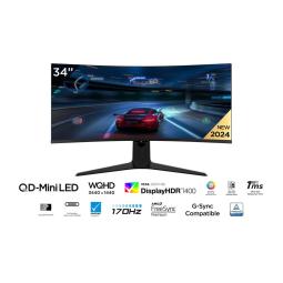 Monitor miniled gaming tcl 34 pulgadas 34r83q curvo - va - uwqhd - dp - hdmi - 170hz - 1ms
