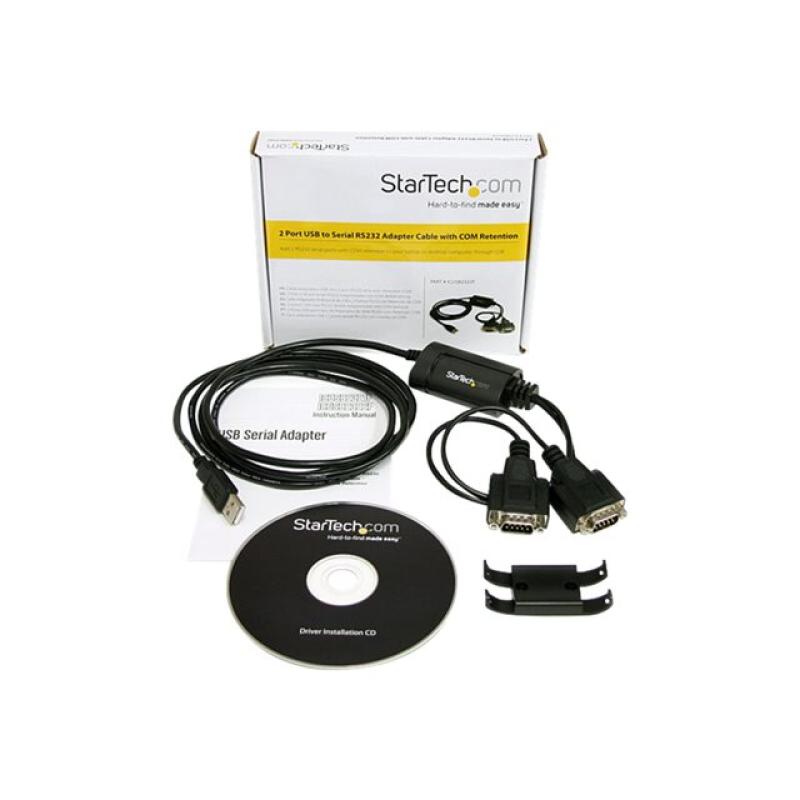 Cable 2x db9 a usb tipo a startech 1.8m - macho - macho - negro