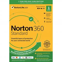 Antivirus norton 360 standard 10gb español 1 usuario 1 dispositivo 1 año esd no retornable - Imagen 1